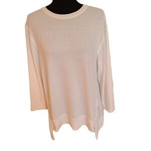 Top Ligne White Pullover Zipper Accent Crew Top